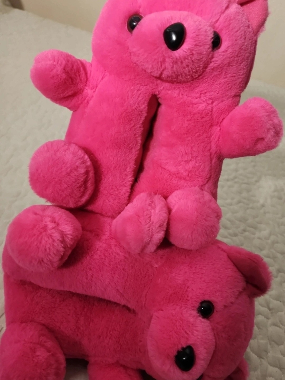 Aeropostale Hot Pink Plush Bear Slippers for Kids